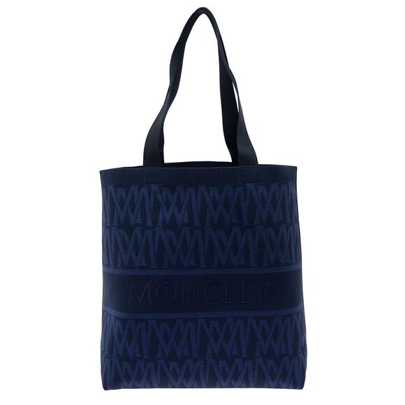 Moncler Men Blue Tote Bag With All-Over Monogram In Nylon Blend Knit Man